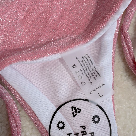 NWT M/L blush baby pastel pink shiny string Brazil - Picture 5 of 14